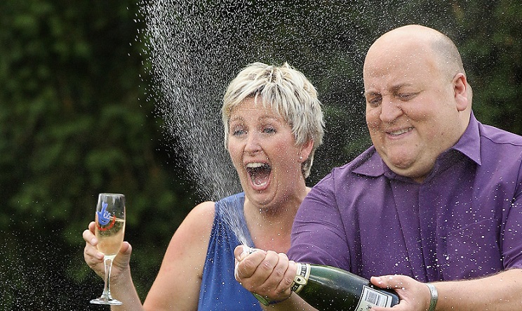 Adrian and Gillian Bayford celebrate their EuroMillions win.