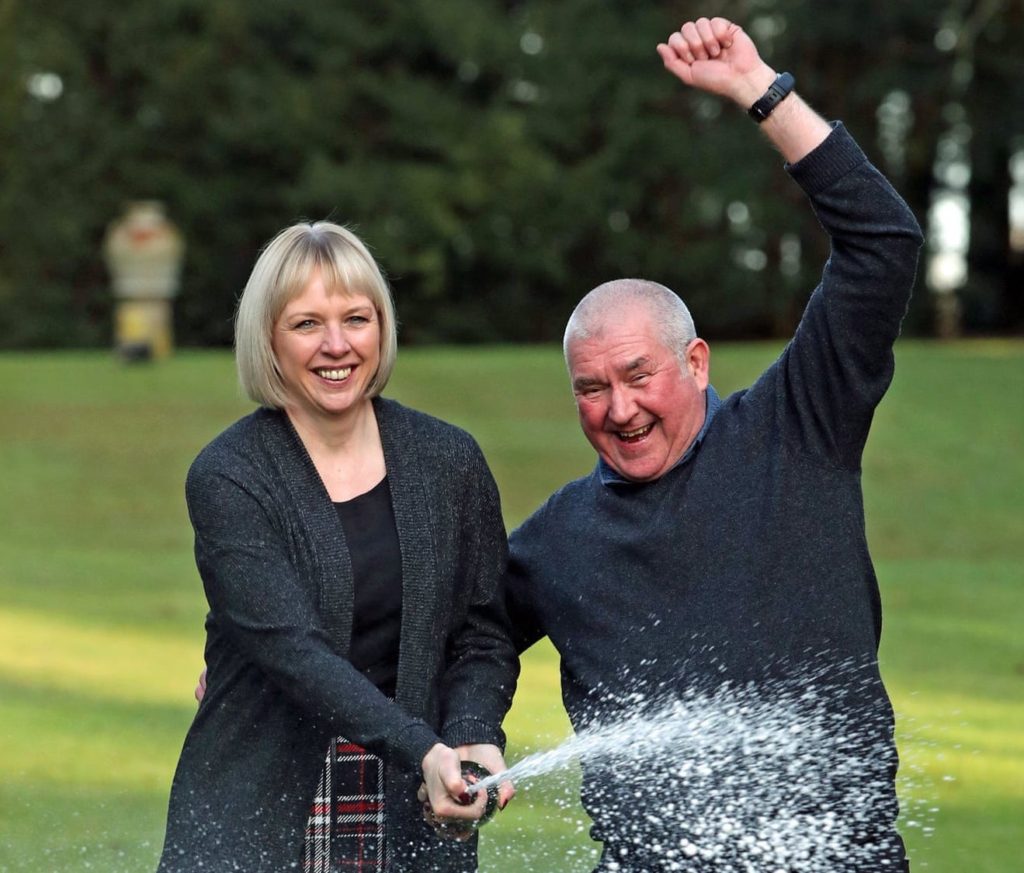 Alison and John McDonald celebrate