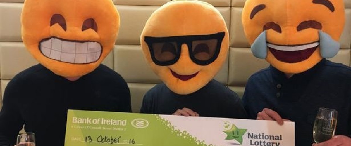 Emoji masked EuroMillions winner celebrates win